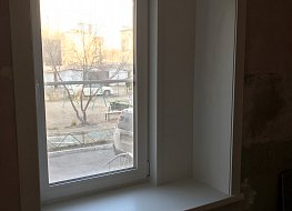 Замена деревянного окна на окно ПВХ с установкой подоконника, откосов системы Monblanc в кирпичном доме, срочный заказ изготовление и монтаж за 2 дня.